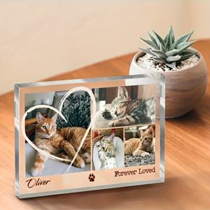 TEMU 사랑하는 고양이와 강아지를 그린 맞춤형 아크릴 명판, 분실된 고양이를 위한 맞춤 선물, 애완동물 상실을 위한 추모 선물, 애완 동물 사진을 위한 기념품