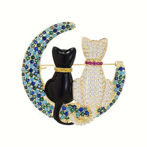 TEMU 장식이 있는 고양이 브로치