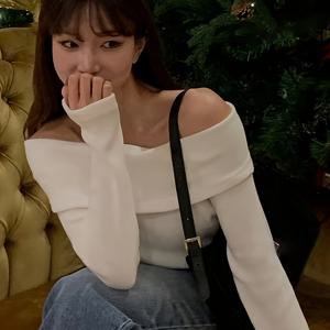 TEMU 여성용 새로운 단색 오프숄더 긴팔 탑, 2025년 봄/가을에 어울리는 섹시한 디자인