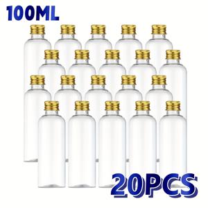 TEMU 20개입 3.4oz 플라스틱 스퀴즈 병, 100ml 나사식 뚜껑 플라스틱 용기, 여행용 가글병, 재사용 가능한 화장품 용기