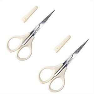 TEMU 2팩 정밀 뾰족한 팁 가위 - 스테인리스 스틸 블레이드, 세부 작업용 인체공학적 손잡이, 섬유, 종이, 실 절단에 적합한 날카로운 내구성 가위, 미술 및 사무용 필수 도구, 슬림한 디자인의 정밀 커팅 공구