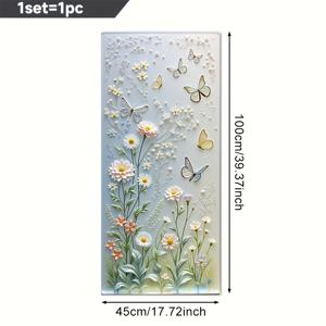 TEMU 1개 꽃 나비 프린트 패턴 디자인 2D 창문 필름, PVC 정전기 흡착식 창문 유리 필름, 45x100cm, 홈아트 장식, 탈부착 가능, 재사용 가능, 프라이버시 보호, 간편 설치, 접착제 없음, 욕실, 주방, 사무실 장식용