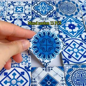 TEMU 6/12개 모던 스타일 유리 정사각형, 4.8*4.8cm 유리 타일, 생동감 넘치는 프린트 패턴, 카운터탑, 계단, 테이블, 벽, 정원 야외 수영장, 싱크대 카운터탑에 적합, 공예 및 장식용, DIY 공예 재료