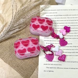 TEMU 핑크색의 사랑 테마 체인 무선 이어폰 케이스, Airpods 1/2/3/4/Pro2에 적합. 젊은 소녀를 위한 트렌디한 선물