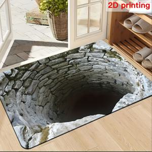 TEMU 2D 1개 플란넬 3D 광학 환상 이시이 현관 매트 - 빈티지 컨트리 팜하우스 체크무늬 매트, 미끄럼 방지 흡수성 부드러운 쿠션 입구 매트, 세탁실, 욕실, 침실, 복도용, 편안한 바닥 커버, 러스틱 미학 장식