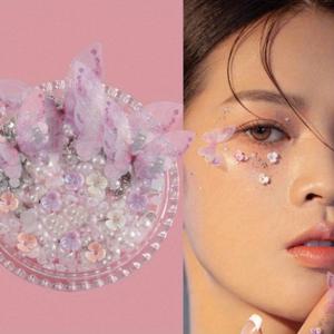 TEMU 나비 진주 라인스톤 얼굴 스티커 - 크리스마스, 휴일 파티 및 음악 이벤트용 반짝이는 별자리 디자인의 자체 접착 비닐 무대 메이크업 장식 - 혼합 색상, 일회용 글램, 초자연적 테마, 광택 마감, 비닐 소재, 크리스마스에 가장 적합