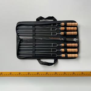 TEMU 10개 스테인리스 스테이크 꼬치 세트 (너도밤나무 손잡이) | BBQ 도구/두꺼운 안티벤드 스테인리스 핀 | 야외 피크닉/정원 바베큐/졸업 캠핑 파티 | 미국식 바베큐 세트, 그릴 도구, 고기 요리 필수품