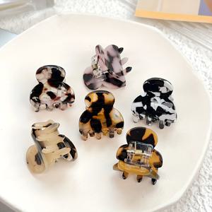 TEMU 헤어 클립 6개입 소형 헤어 클립 미니 헤어 클로 거북이 껍데기 아크릴 헤어 턱 클립 여성을 위한 얇은 두꺼운 머리카락용 클램프