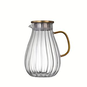 TEMU 1개 대용량 (1800ml/60.87oz) 보로실리케이트 유리 피처 - 열충격 저항, 우아한 티포트 디자인 뚜껑 & 손잡이 포함, 커피·차·주스·냉음료용 - 가정, 사무실, 식탁, 주방용품에 이상적, 내구성 있는 음료 용기, 줄무늬 유리제품, 튼튼한 구조, 물통, 사무실 사용