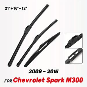 TEMU 스파크 M300 모델 2009년~2015년 차종용 특수 고무 와이퍼 블레이드 세트 - 전면 및 후면 윈드쉴드용 범용 와이퍼, 세트 구성: 53.34cm, 40.64cm, 30.48cm 블레이드