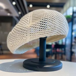 TEMU 여성용 캐주얼 모자 1개, 봄/여름용, 속이 빈 통기성 호박 모자, 여성 돔 베레모, 트렌디한 레트로 화가 모자, 부드럽고 끈적이는 팔각형 모자, 여성 브림리스 비니