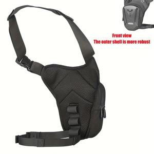 TEMU 방수 다리 가방 (헤드폰 잭, 조절 가능한 어깨 스트랩, 이중 지퍼 수납 공간 포함) - 블랙 EVA 아웃도어 라이딩 웨이스트 백, 산악 자전거 및 백팩에 적합