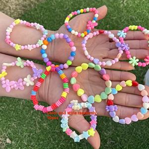 TEMU 아크릴 비즈, 플라스틱 진주, 꽃 디자인으로 제작된 10가지 스타일의 멀티컬러 팔찌
