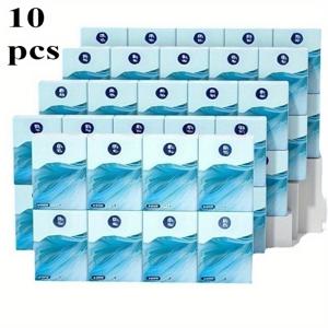 TEMU 포켓 티슈 10개입/부드러운 흡수 티슈, 팩당 6개, 여행 중 휴대하기 편리, 외출 시 얼굴 및 손 청소용, 여행 위생 필수품