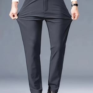 TEMU 남성 캐주얼 긴 바지, 비즈니스 슬랙스, 루즈핏, 다용도 레그 팬츠, 아빠를 위한 탄성 드레스 팬츠