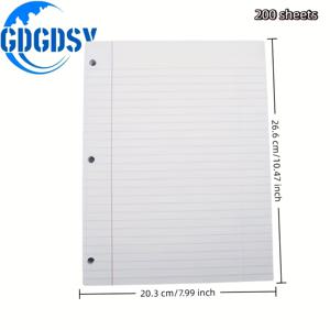 TEMU 200장 루스 리프 종이 - 3홀 펀치 와이드 라인 노트북용지, 8x10.5인치 바인더 정리용지 (3링 바인더 호환) - GDGDSY, 학교용품, 사무실 액세서리, 클래식 노트북 스타일, 전문가급 질감, 부드러운 표면, 내구성 좋은 필기용지, 대학 및 학습용