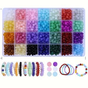 TEMU 28가지 색상의 유리 비즈 1030개 정도의 세트로 제작 가능한 팔찌 제작 키트입니다. 다양한 주얼리, 우정 팔찌, 그리고 6MM 유리 비즈를 사용하여 다양한 공예품을 제작하기에 적합합니다.