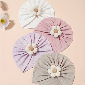 TEMU 4개입, 옥수수 5잎 꽃 모자 편안한 부드러운 탄성 터번 모자 사계절용