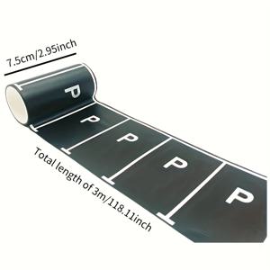 TEMU 교통 도로 종이 2롤, 주차장 테이프, 장식용 시뮬레이션 주차 공간 테이프, 쉽게 찢어짐, 재사용 가능, 창의적인 게임 로드 스티커, 자동차 테마 파티 용품에 적합