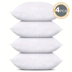 TEMU 4개 세트 스퀘어 베개 충전재 - 초부드러운 쿠션 필러, 소파/침대용 플러시 코어, 거실&파티 장식용 - 베개 커버 호환 가능, 사계절 홈 인테리어 필수품, 침실 액센트, 현대적 디자인, 내구성 강한 실리콘 봉제, 다목적 충전재, 인테리어 추천