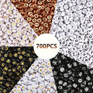 TEMU 체커보드 영숫자 구슬 700개 흑백 아크릴 키트, 모던 목걸이 DIY 우아한 투톤 재료, 흑백 레터 세트, 아크릴 공예 재료, 구슬 보관, 구슬 팔찌 및 주얼리 제작, 팔찌, 주얼리, 열쇠고리 펜던트, 의류 액세서리 등에 적합, 공예 액세서리 구슬용품, 패셔너블한 휴일 선물, 접착제 불필요