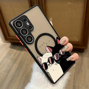 TEMU 폰 케이스: 1개 패션 크리에이티브 카툰 고양이 패턴 프린트 충격 방지 소프트 터치 PC 폰 케이스, 갤럭시 s25ultra/s25+/25/24/24+/24ultra/s24fe/s23/s23+/s23ultra/s22/s21/s20fe/a14/a15/a16/a52/a53/a54/a55/.CM 호환