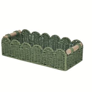 TEMU 가정용 장식 바구니 1개입, 거실, 화장실 위 선반에 화장지 보관, 엔드 테이블 등에 적합한 스칼렛 엣지 장식 바구니입니다. 이 작은 종이 로프 바구니는 보관 및 장식 목적으로 사용되며, 선반 바구니로도 사용할 수 있습니다.