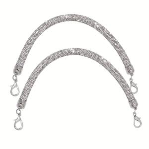 TEMU 2개 세트 라인스톤 핸드백 스트랩 교체용 11.8인치 짧은 가방 손잡이 반짝이는 지갑 스트랩, 언더암백 숄더백 저녁용 핸드백 웨딩 파티, DIY 지갑 만들기