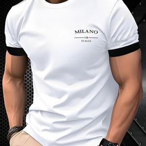TEMU 밀란 남성 패션 티셔츠 - 야외 레저 및 파티룩으로 완벽