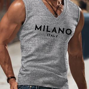 TEMU 남성용 민소매 V넥 캐주얼 스포츠 탱크 탑