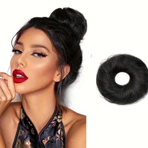 TEMU 1/2개 - 인간 머리카락 번 스크런치 헤어피스 - 두꺼운 업두 샹종 포니테일 연장, 여성용, 착용 및 관리 쉬움, 즉각적인 볼륨, 웨딩, 파티, 일상 사용을 위한 번 메이커 (반 가발 같은 헤어 추가)