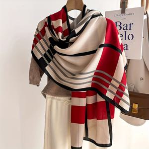 TEMU 1/2개 가을/겨울 체크무늬 컬러블록 따뜻한 스카프, 통기성 목도리 숄, 스타일리시 다용도 랩 아웃도어 웨어