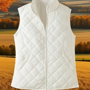 TEMU 우아한 여성용 민소매 조끼 | 트렌디한 가벼운, 플레어 밑단, 지퍼 디테일, 가을/겨울 따뜻함에 이상적