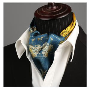 TEMU 100% 멀베리 실크, 블루 앤 옐로우 양면 디자인 실크 스카프. 캐주얼한 의상과 정장에 완벽합니다. 고급스럽고 매력적인 느낌으로, 일상복, 패션 파티, 소셜 모임, 휴일, 개인용품, 또는 선물용으로 적합합니다.