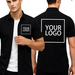 TEMU 맞춤형 남성 셔츠 - 로고, 사진, 텍스트 추가 가능 - 왼쪽 가슴 & 등 커스터마이징 - 결혼식, 기업, 이벤트용 셔츠 - 기계 세탁 가능한 버튼업 셔츠 - 맞춤 제작 비즈니스 & 파티웨어, 클래식 칼라, 쉬운 관리, 팀복