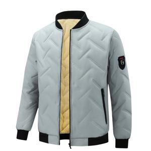 TEMU 남성용 퀼트 플리스 안감 겨울 재킷 - 포켓이 있는 따뜻한 지퍼업 베이스볼 코트, 블랙 & 옐로우 대비 디자인, 추운 날씨를 위한 캐주얼 스타일, 폴리에스터 충전재, 레귤러 핏, 긴 소매, 캐주얼 겨울복 | 대조 색상 재킷 | 폴리에스터 섬유 재킷, 캐주얼 겨울복, 포근한 착용감, 세련된 안감, 추운 날씨 의류