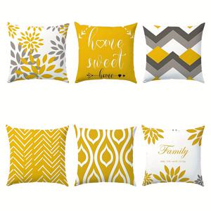 TEMU 모던 기하학 및 플로럴 프린트 쿠션 커버 6개 세트, 45 x 18인치 - 폴리에스터, 세탁기 사용 가능, 지퍼 - 거실, 침실 및 홈 데코에 적합 (커버만 해당)