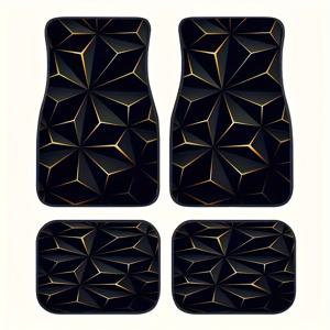 TEMU 4pcs 패턴 자동차 바닥매트 - 내구성 소재 - 세척 용이, 사계절용, 전체 커버리지 보호, 내구성 있는 안감, 헤비듀티, 모든 차량 모델에 적합, 앞좌석 및 뒷좌석 보호