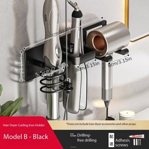 TEMU 1개 벽걸이 알루미늄 헤어드라이어 홀더, 접착식 컬링 아이언 거치대, 미용 도구 정리함, 욕실용 컬링 아이론 & 플랫 아이론 보관, 살롱 정리 솔루션, 공간 절약형 컴팩트 오거나이저, 모던 스토리지, 고품질 마감, 소공간 생활을 위한 조직적인 라이프스타일