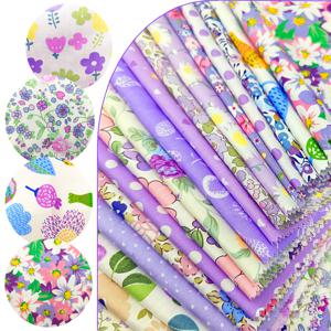 TEMU 10*10인치 보라색 식물 플로럴 원단 번들, 22개/팩 재단된 퀼팅 사각형, 재봉 스크랩북 공예 포장 천 가방 베갯잇 재봉 퀼팅 패치워크 밝은 색상의 식물 플로럴 패치워크 소재 팩 손세탁만 가능 패치