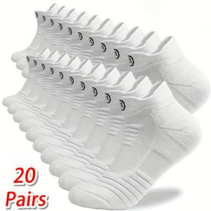 TEMU NCDATE 통기성 땀 흡수 발목 양말 20켤레 - 부드럽고 가벼운 남녀공용 스포츠 캐주얼 양말, 기하학적 쿠션 디자인, 다양한 색상으로 남녀 공용, 편안한 데일리 착용, 스타일리시한 발목 양말