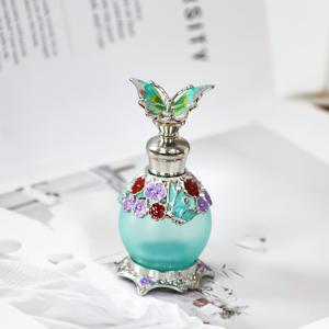 TEMU 꽃과 나비가 그려진 유색 유리 구형병 향수 리필용기 0.5oz(15ml), 축제 여행용 개인 위생 향수, 우아한 여성을 위한 필수품, 가정용 화장대 액세서리 (향수 미포함)