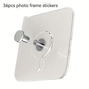 TEMU 36개 자체 접착식 사진 걸이: 드릴 불필요, 흔적 없는 액자 못, 사진 및 포스터에 적합 - 벽 장식을 위한 강력한 접착력 후크