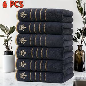 TEMU 럭셔리 핸드 타월 6개 세트, 왕관 자수, 42*70cm, 기하학 패턴, 모던 디자인, 털 빠짐 없음, 퀵다이, 가정 필수품, 욕실, 스파, 크리스마스, 밸런타인데이, 라마단, 휴일 선물용, 부드럽고 편안함, 높은 흡수성, 깔끔한 가장자리, 미용실, 가정, 샤워실, 헬스장, 사우나에 적합, 다양한 색상 선택 가능