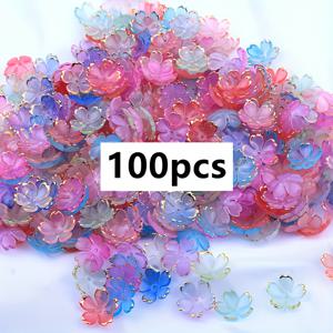 TEMU 19mm 아크릴 꽃 모양 비즈 100개 세트 (다양한 색상의 라인스톤 포함), 여성 패션을 위한 의류, 귀걸이, 헤어 장식, 팔찌 및 기타 비즈 주얼리 제작에 적합