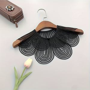 TEMU 여성용 흑백 매듭 대형 웨이브 칼라 탈부착 칼라 - 활용도 높은 패션 액세서리, 드레스, 상의, 재킷에 적합 - 손세탁/드라이클리닝, 의상 돋보기 아이템, 정교한 자수, 훌륭한 장인정신