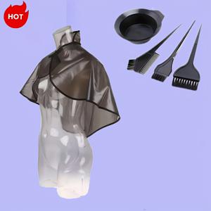 TEMU 전문 미용실 숄 키트, 경사 어깨 펌 염색, 헤어 컬러링 브러쉬 3개, 작은 검은색 볼 포함, 세척, 염색 및 스타일링에 적합