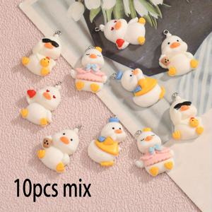 TEMU 10개 혼합 귀여운 레진 오리 참, 사랑스러운 동물 펜던트, 목걸이, 귀걸이 제작 등에 적합