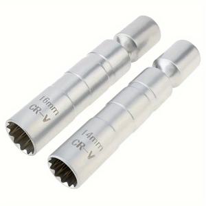 TEMU 2개 세트 자석형 얇은 벽 조인트 스파크 플러그 소켓 (자석 팁 & 유연 렌치 포함) - 크롬 바나듐 강철 (14 16mm) 스파크 플러그 제거용 - 자동차 수리, , ATV 용 조인트 도구 키트 - 헤비-