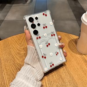 TEMU 사진과 카드를 보관할 수 있는 체리 보우 패턴 휴대폰 케이스, 삼성 S22, S23, S24, A26, A36, A56, A42, A52, A72, A73, A33, A70, A25, S25, S21 5G, S22 5G, S23 Ultra에 적합, 충격 방지 및 내구성 보호 케이스, 스타일리시한 디자인